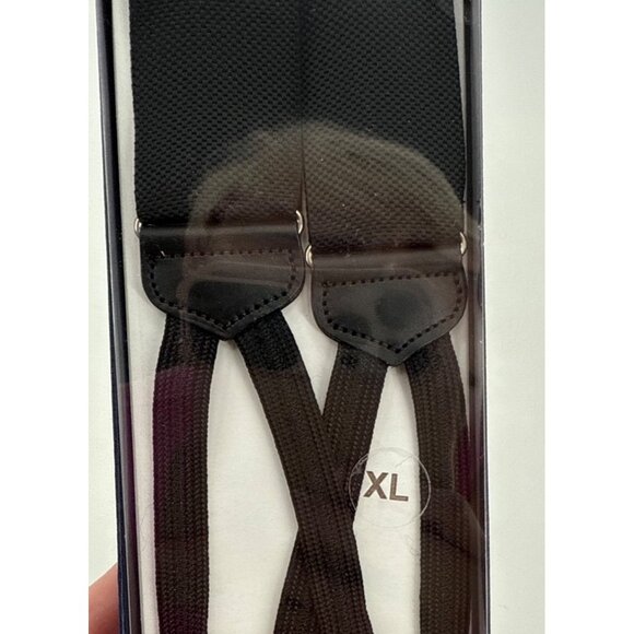 Brooks Brothers Suspenders Black Size Xl Formal Dress Accessory Leather Trim - Picture 4 of 6